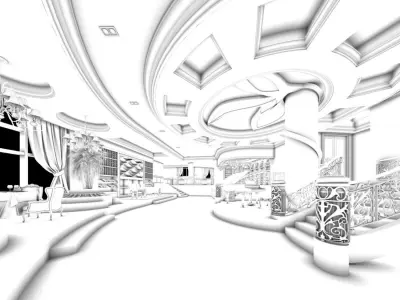 Business Restaurant - Coffee - Banquet  200 3D model