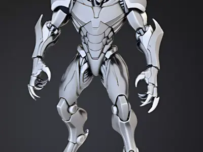Futuristic Mech Robot Warrior   Sci-Fi Game Ready 3D Character  Low-poly 3D model