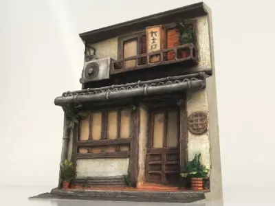 - Japanese House Facade - Low-poly 3D model