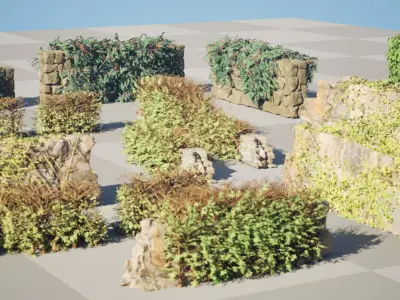 UK Hedgerow 3D Collection Low-poly 3D model