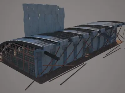 Convention Center Destroyed Low-poly 3D model