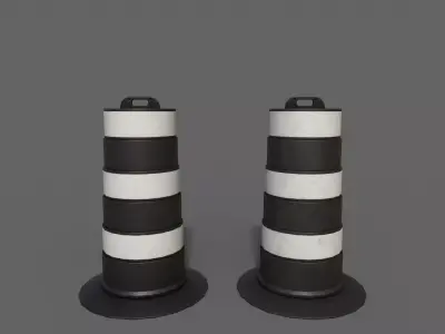 PBR Traffic Drum Barrel BlackWhite Low-poly 3D model
