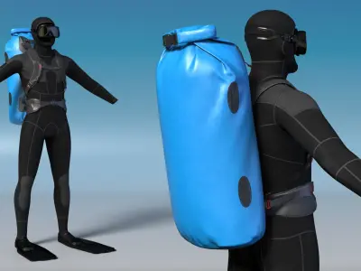  Waterproof Dry Bag Backpack with Diver Equipment Blue 