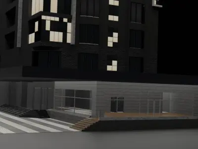 Monochrome Hotel Exterior Free low-poly 3D model