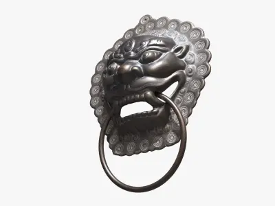 Chinese animal head door knocker03 PBR 3D model