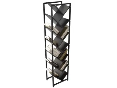 Black inclined single bookshelf 3D model