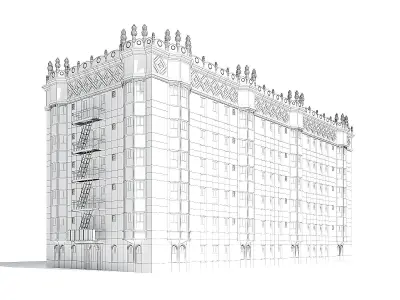 White Apartment Building 3D Model 3D model