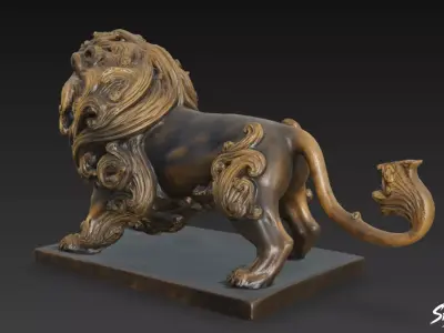 Lion Statue V48 Low-poly 3D model