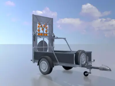 Traffic sign 616-31 Mobile barrier sign left 2500x1700 Low-poly 3D model