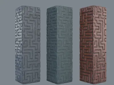 Old temple pillar 3D model