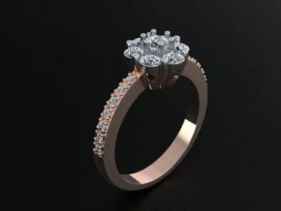 Engagement ring  with  gems CNC model or 3D print model