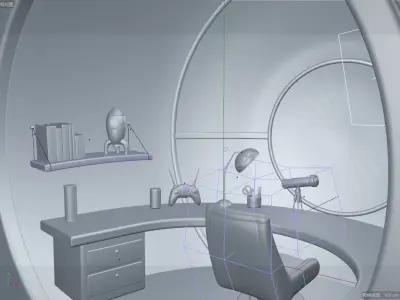 cartoon sci-fi bedroom 3D model