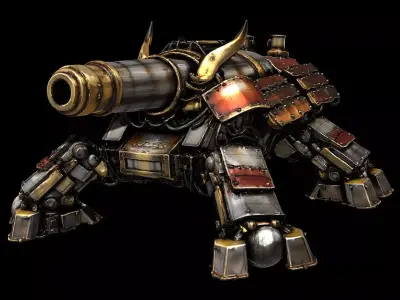 Samurai Fusion Cannon Armored Siege Artillery Highpoly Game 3D print model