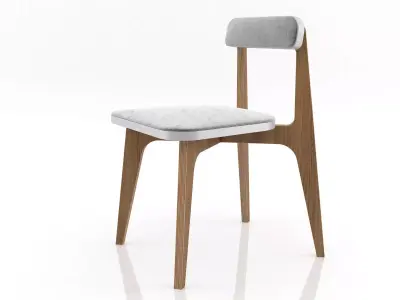 C4 dining chair with fabric and wooden legs Free 3D model