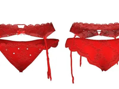 Valentines Garter Belt with Panties Low-poly 3D model