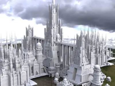 Ancient Dracula Castle With Very large city temple structures 3D model