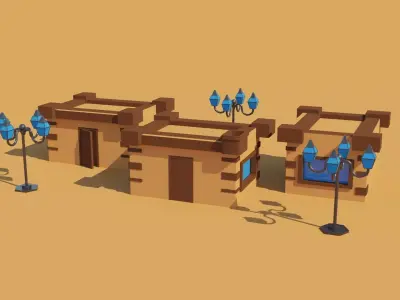 Little houses Free low-poly 3D model