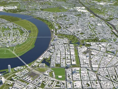 Dusseldorf Germany 50x50km 3D City Map 3D model