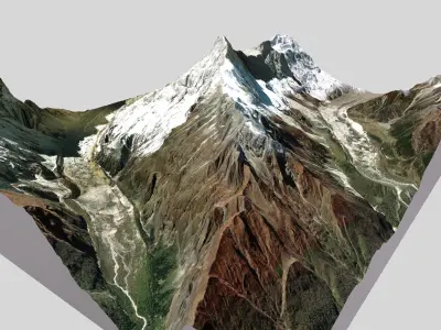  Mountain landscape Lanjam Glacier Gandaki Pradesh Nepal 3D model
