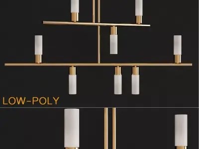 Durden 2 Rail Chandelier low poly 3d model Low-poly 3D model