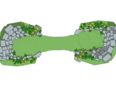 Isometrical Level Island and Bridge Area Low-poly 3D model