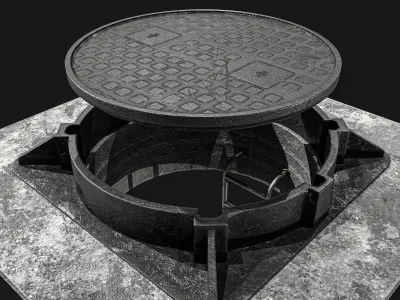Manhole and Ground Tunnel Low-poly 3D model