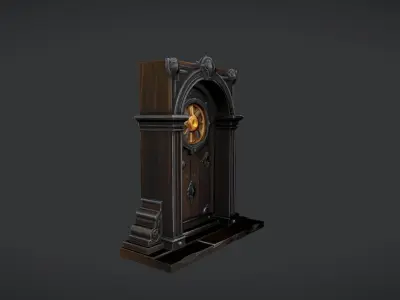 ornate antique door with glowing centerpiece 3D model