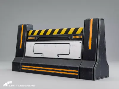 Sci-Fi Road Barrier Low-poly 3D model