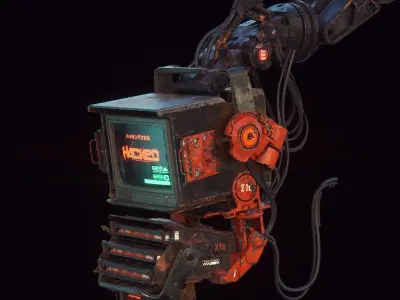 Cyberpunk Hacker Terminal V2 Low-poly 3D model