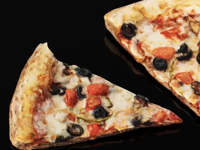 Vegetarian pizza - Pieces Low-poly 3D model