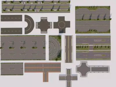 Road Pack - Extended-City Roads 3D model