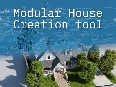 Modular Suburban House Creation tool Low-poly 3D model