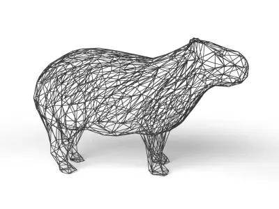 Capybara Wireframe Low-poly 3D model