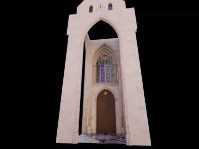 Cathedral Romanesque Entrance PORTAL Section - ONLY  Low-poly 3D model