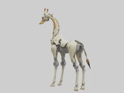 Robot version of a giraffe model Low-poly 3D model