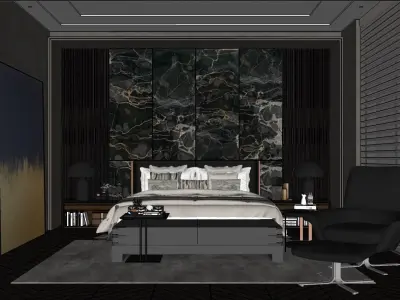 Recamara modern bedroom with walls 3D model