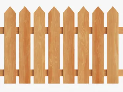 Fence wooden 01 3D model