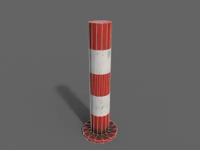 PBR Bollard RedWhite Low-poly 3D model