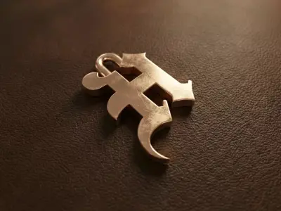Gothic Letter H Pendant 3D print model