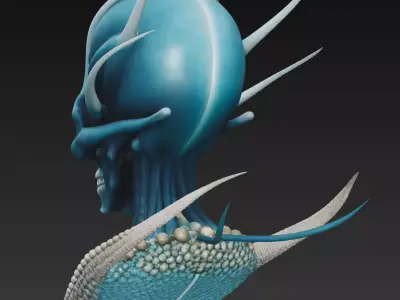 Biomechanical Alien Skull Bust Sci-Fi Extraterrestrial Creature 3D print model