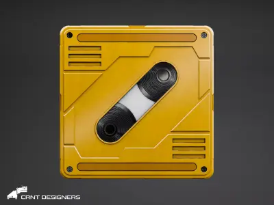 Retro Compact Cassette Tape - Scifi Cassette Tape Low-poly 3D model