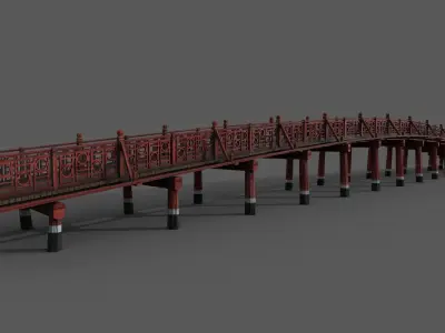 Asian bridge japanese Low-poly 3D model