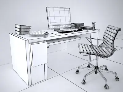 Office Desk - Interior Office Furniture 01 3D model