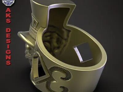 skull Ring Jewelry Magician alien v1  3D print model