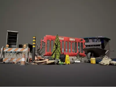 Urban Debris Props Environment Asset Low-poly 3D model