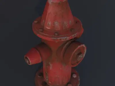 Red rusty hydrant Low-poly 3D model