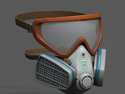 Gas mask helmet 3d model military combat fantasy futuristic  Low-poly 3D model