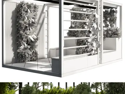 Landscape Furniture with Pergola and Roof garden 04 3D model