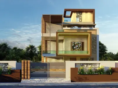 Exterior view of residential compelete file  3D model