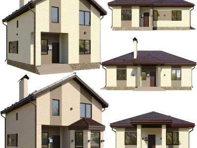 Collection of cottage village 3D model
